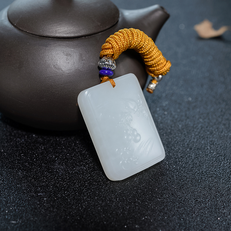 山料和田玉福禄双全吊坠-红掌柜