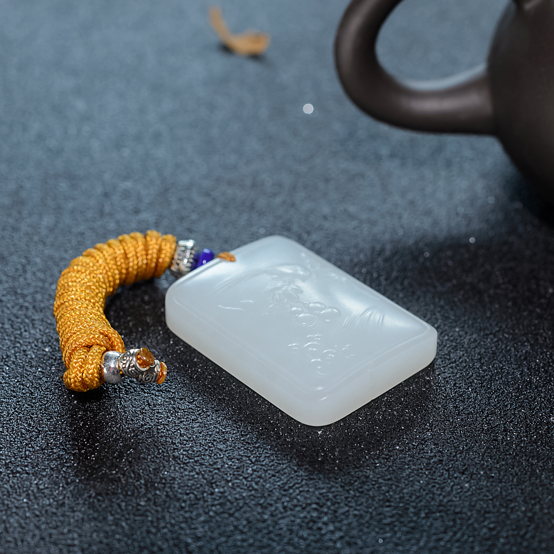 天然和田玉福禄双全吊坠-红掌柜