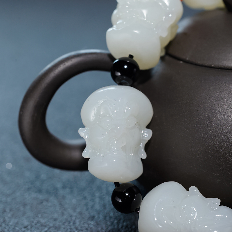 天然山料和田白玉十八罗汉手持-红掌柜