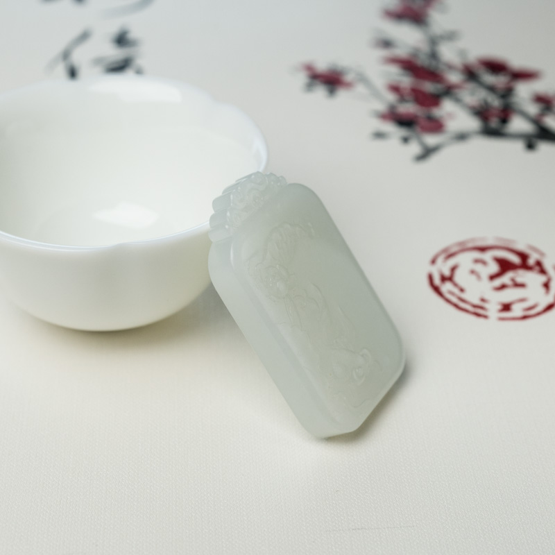 天然和田白玉连年有余吊坠-红掌柜