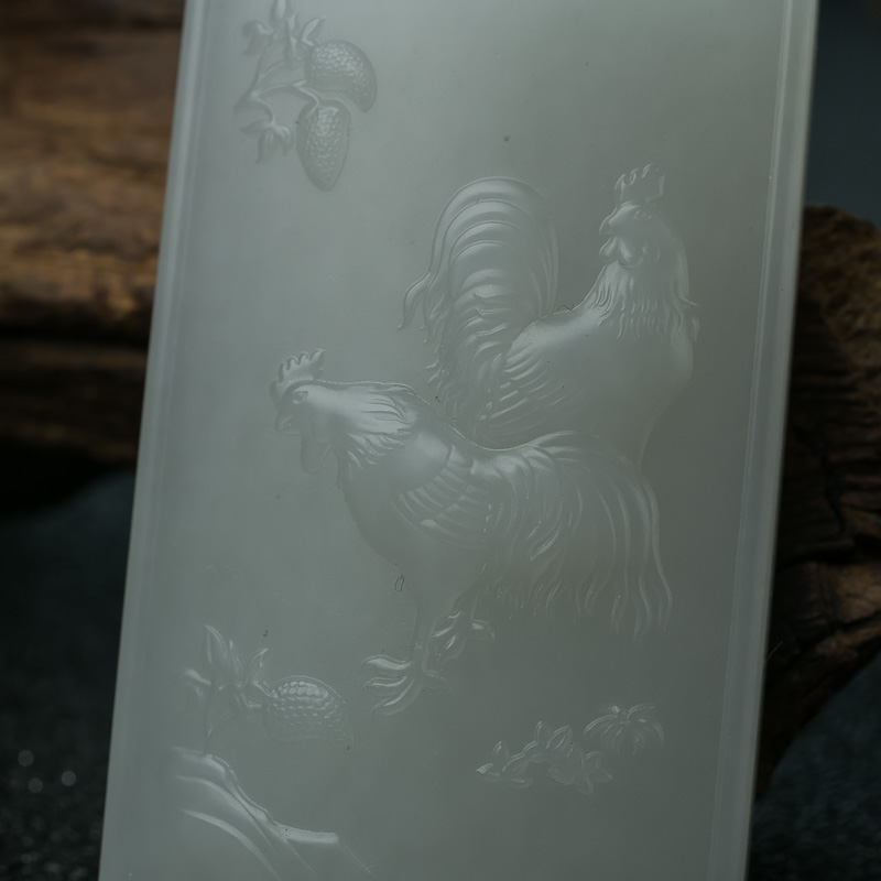 天然和田玉酉鸡吊坠-红掌柜