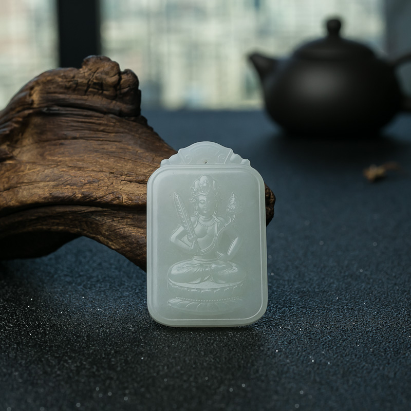 山料和田白玉藏虚空菩萨吊坠-红掌柜