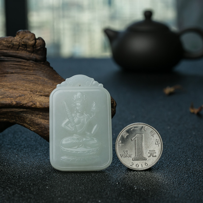 和田玉藏虚空菩萨吊坠-红掌柜