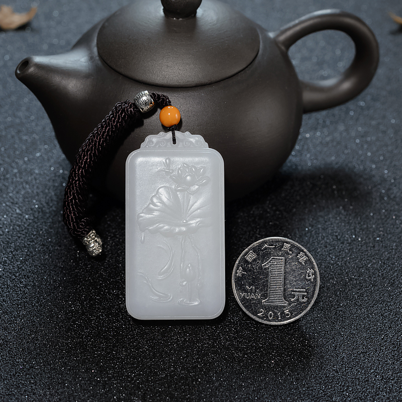 天然俄罗斯山料和田白玉连年有余吊坠-红掌柜