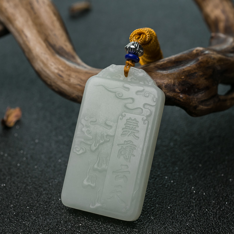 天然和田白玉关公吊坠-红掌柜