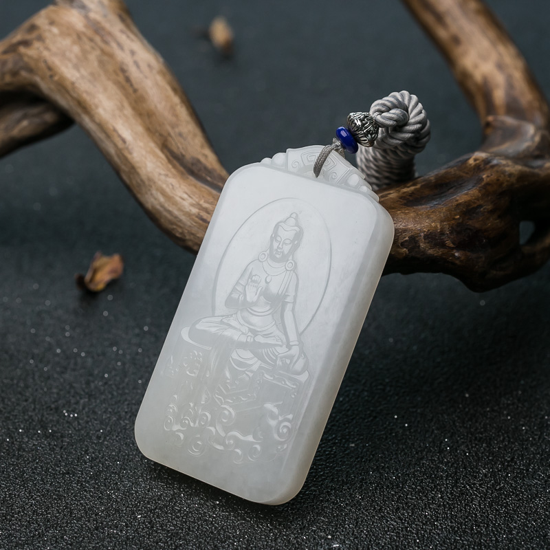 天然和田白玉佛吊坠-红掌柜