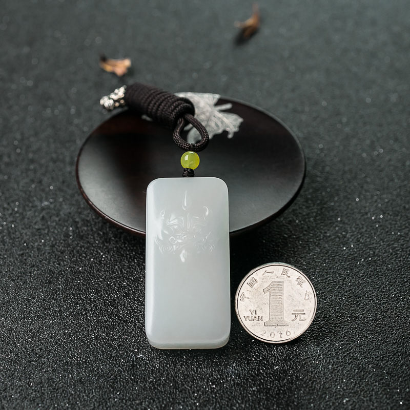 天然和田白玉貔貅牌吊坠-红掌柜