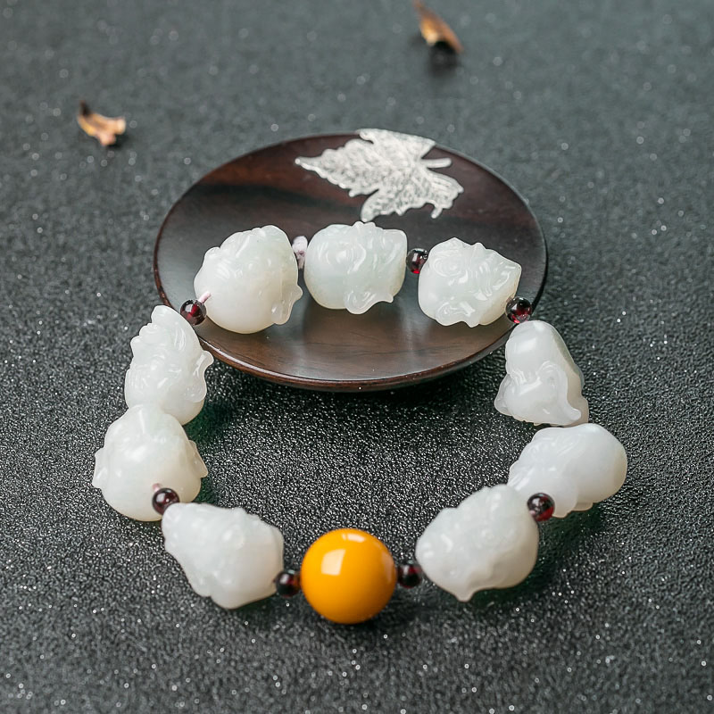 山料和田白玉罗汉头手串-红掌柜