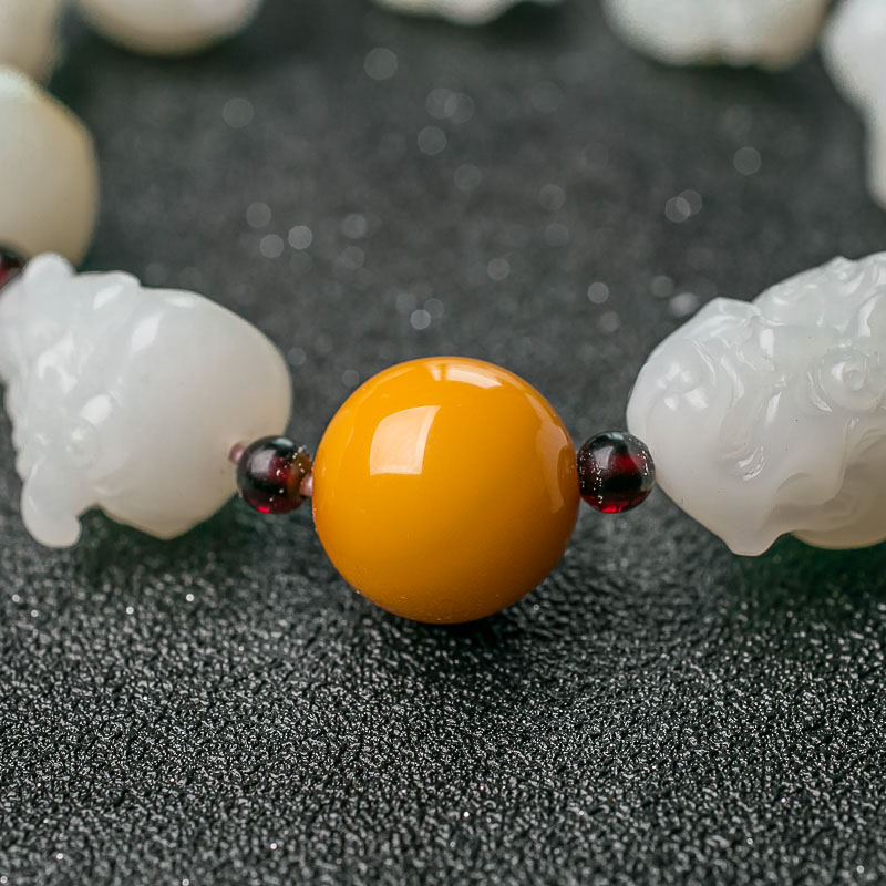 天然和田白玉罗汉头手串-红掌柜