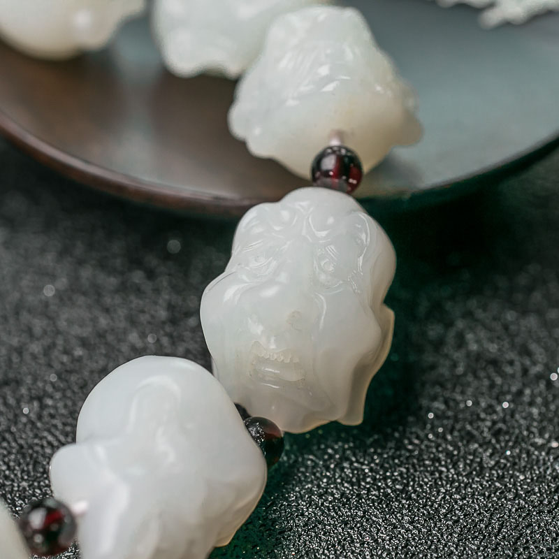 俄料和田白玉罗汉头手串-红掌柜