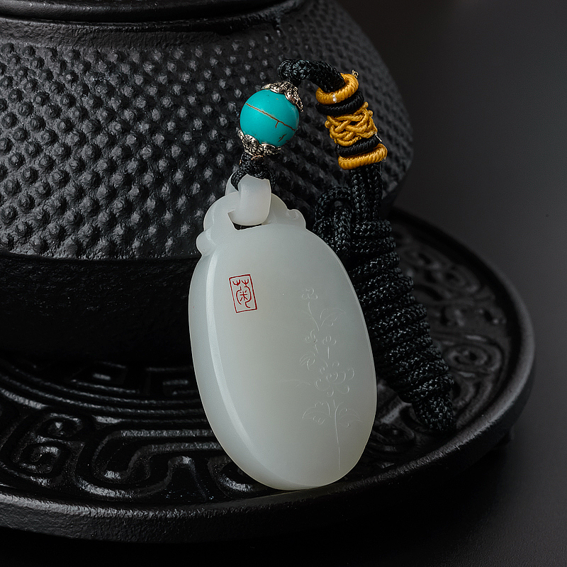 和田玉山料菊花吊坠-红掌柜