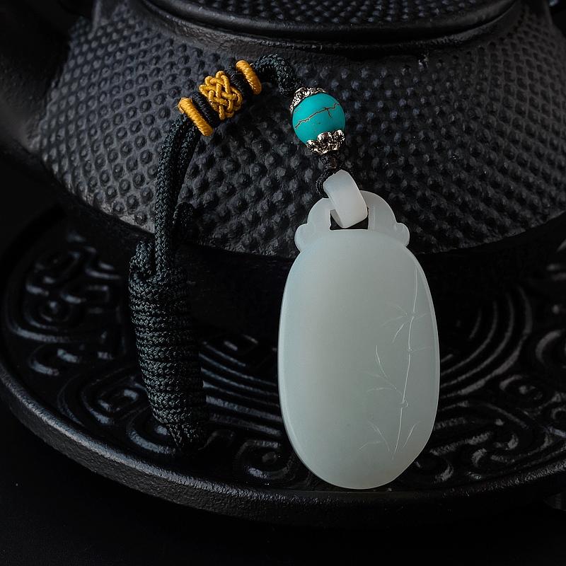 山料和田玉竹子吊坠-红掌柜