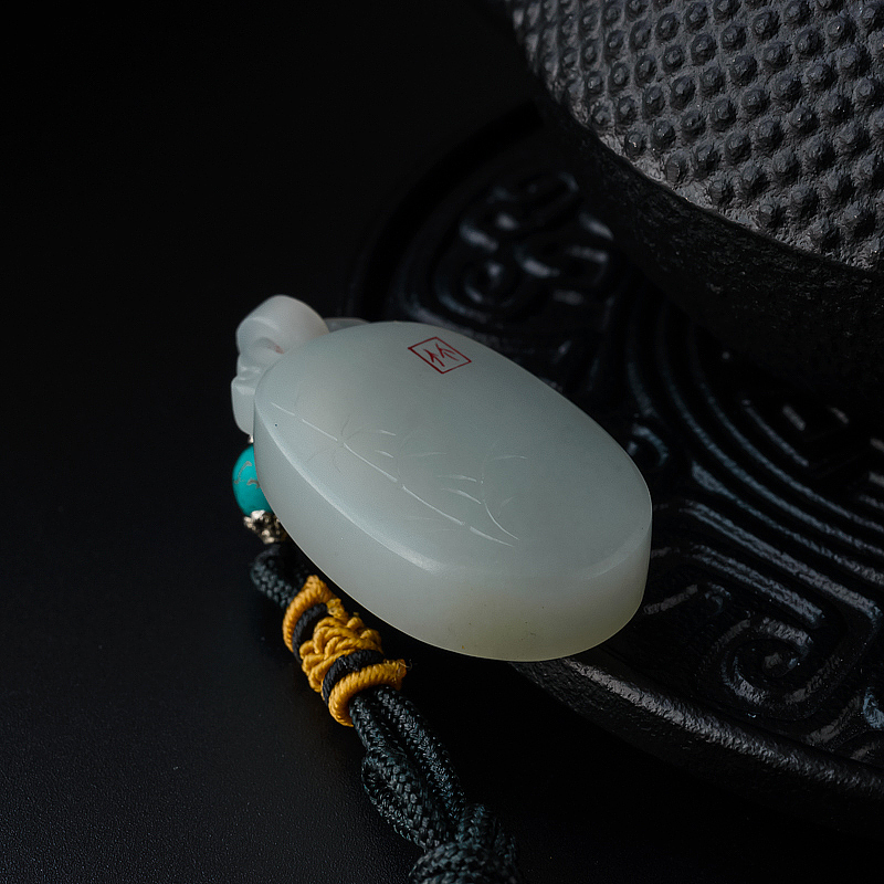 新疆和田玉竹子吊坠-红掌柜