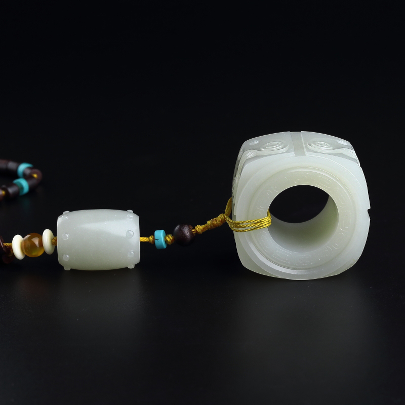 和田玉玉琮吊坠-红掌柜