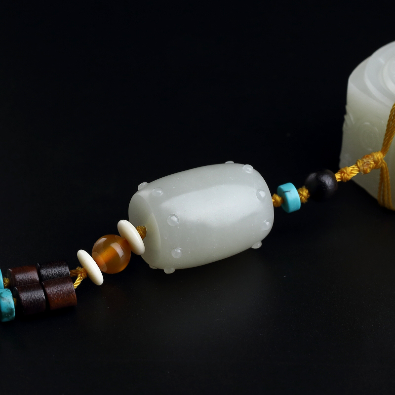 新疆和田玉籽料玉琮吊坠-红掌柜