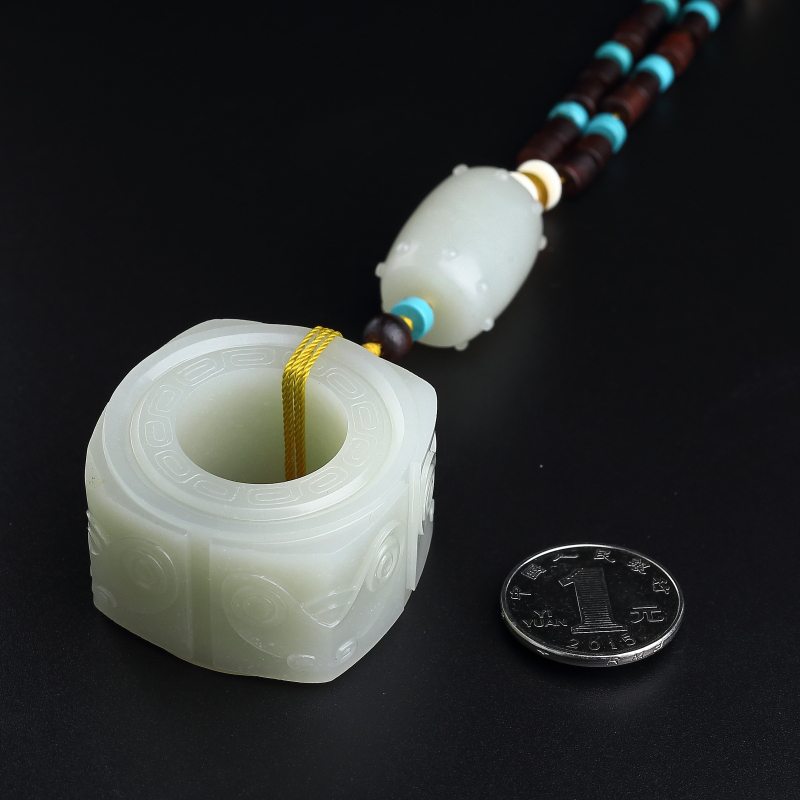 新疆和田玉玉琮吊坠-红掌柜