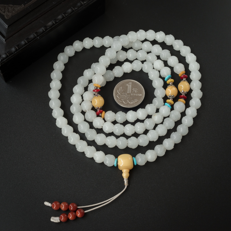 和田玉莲花手串-红掌柜