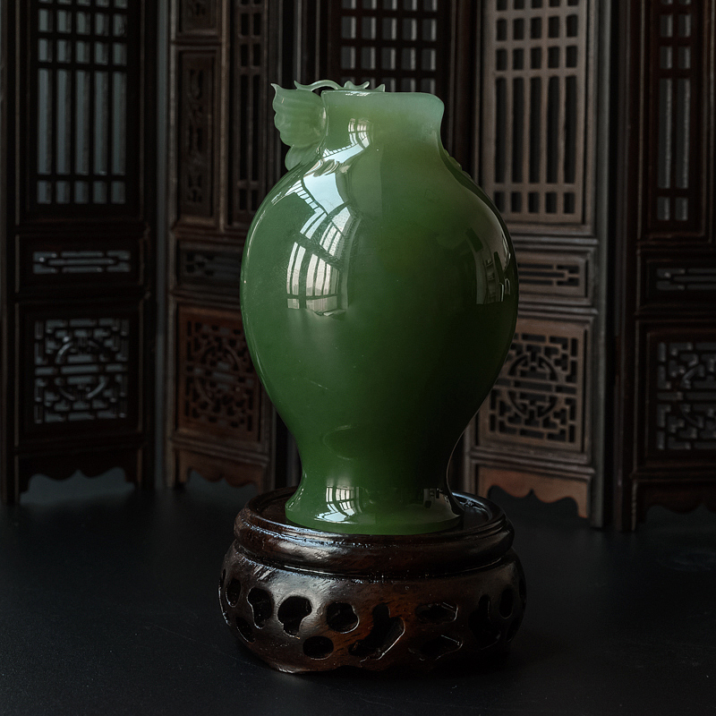 俄料碧玉摆件-红掌柜