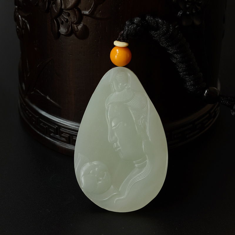 和田玉观音吊坠-红掌柜