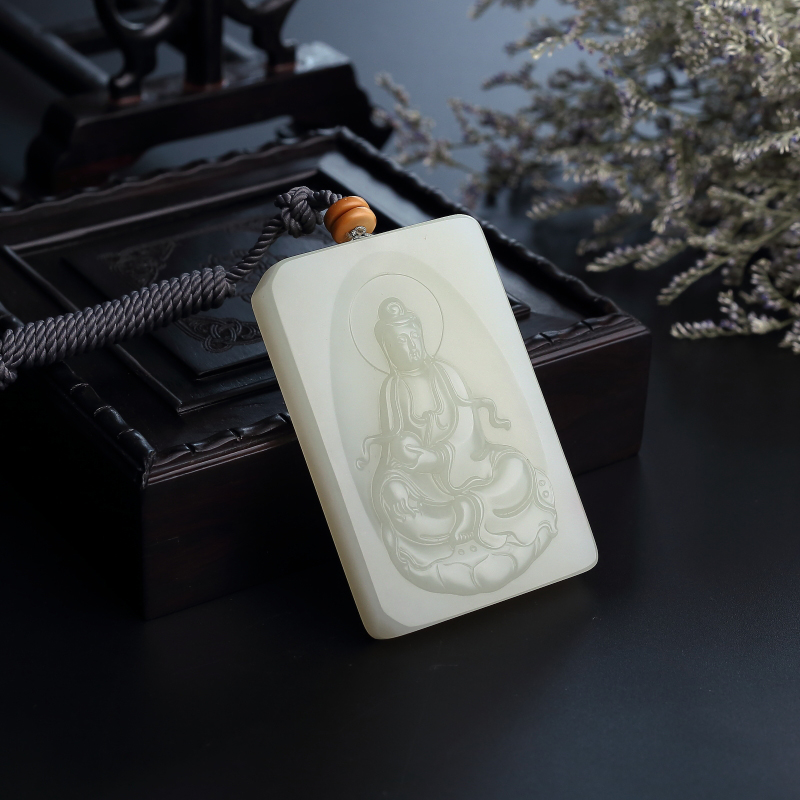 新疆籽料和田玉观音吊坠 - 红掌柜