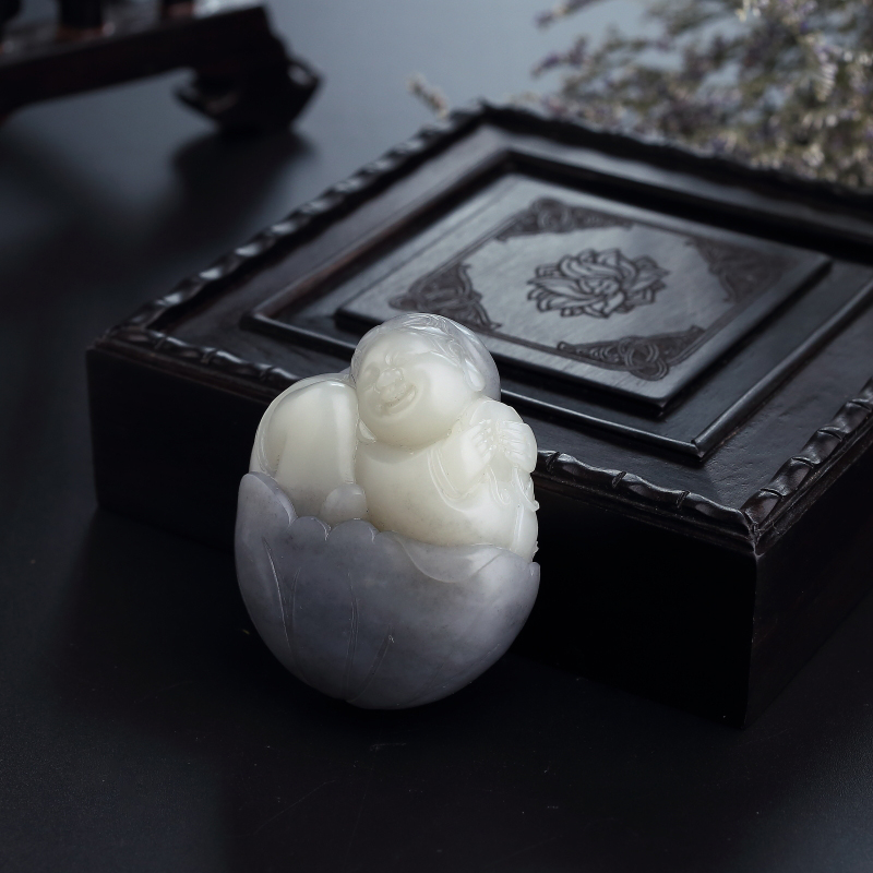 和田玉连生贵子吊坠 - 红掌柜