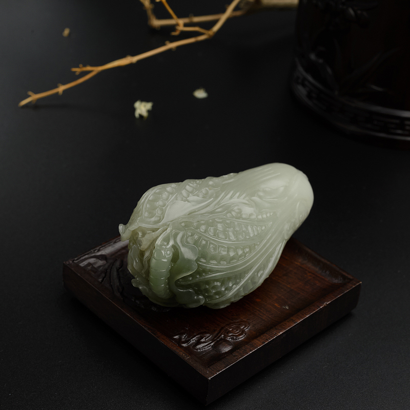 天然和田玉白菜吊坠-红掌柜