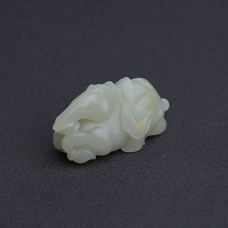 俄罗斯籽料青白玉马吊坠-红掌柜