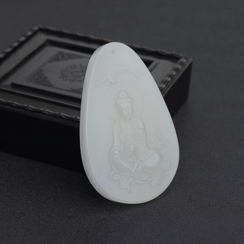 天然和田白玉观音吊坠-红掌柜