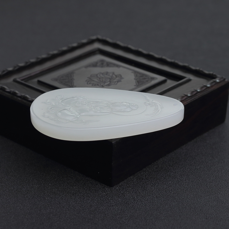 天然青海料和田白玉吊坠-红掌柜