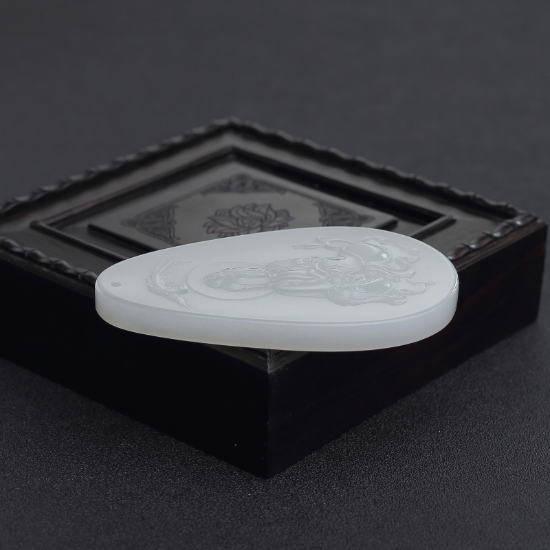 和田白玉观音吊坠-红掌柜