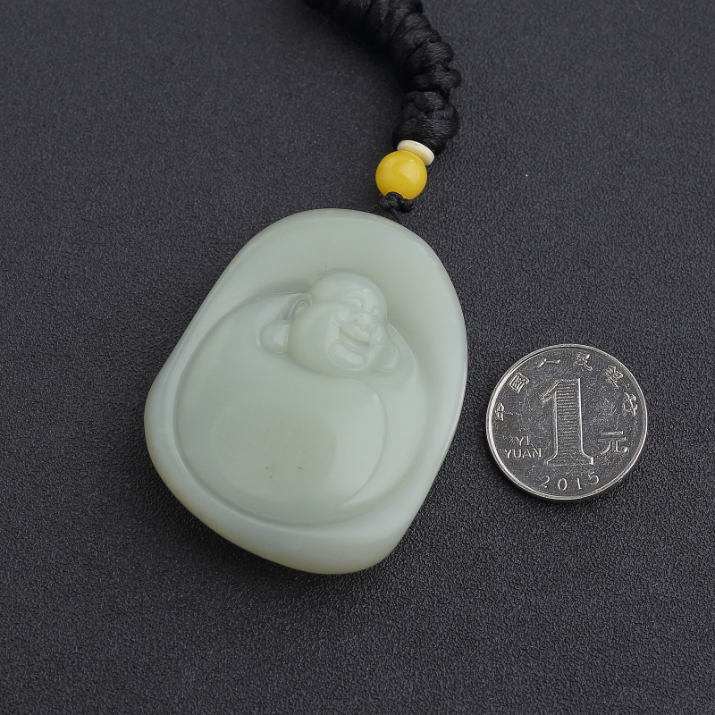 青白玉弥勒佛吊坠-红掌柜