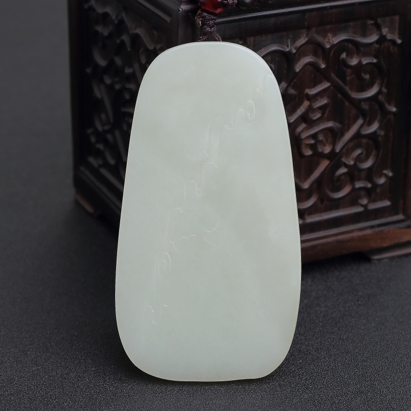 和田青白玉观音吊坠 - 红掌柜