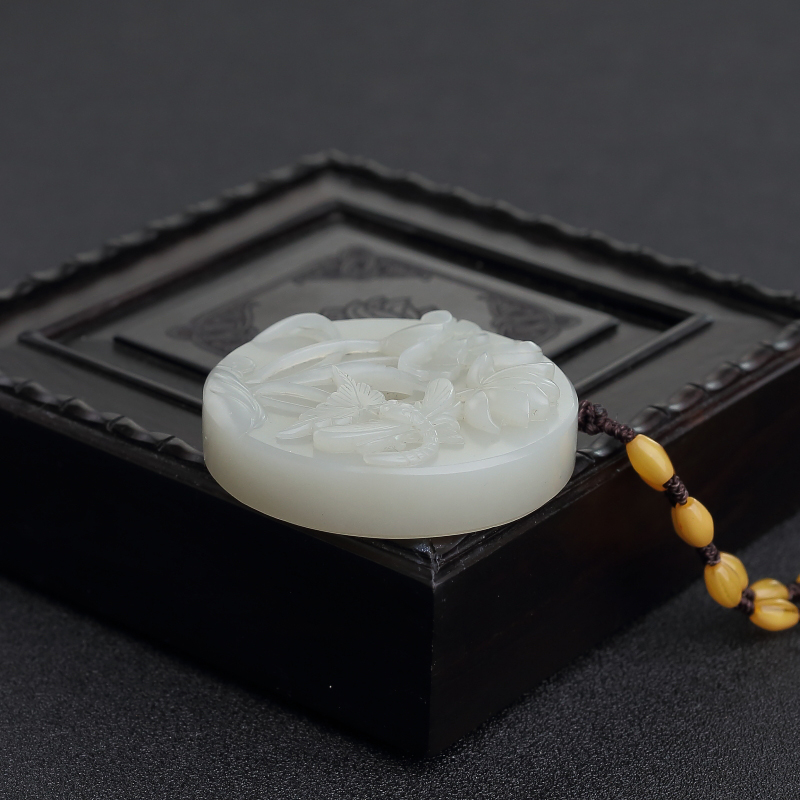 青白玉喜事连连吊坠 - 红掌柜