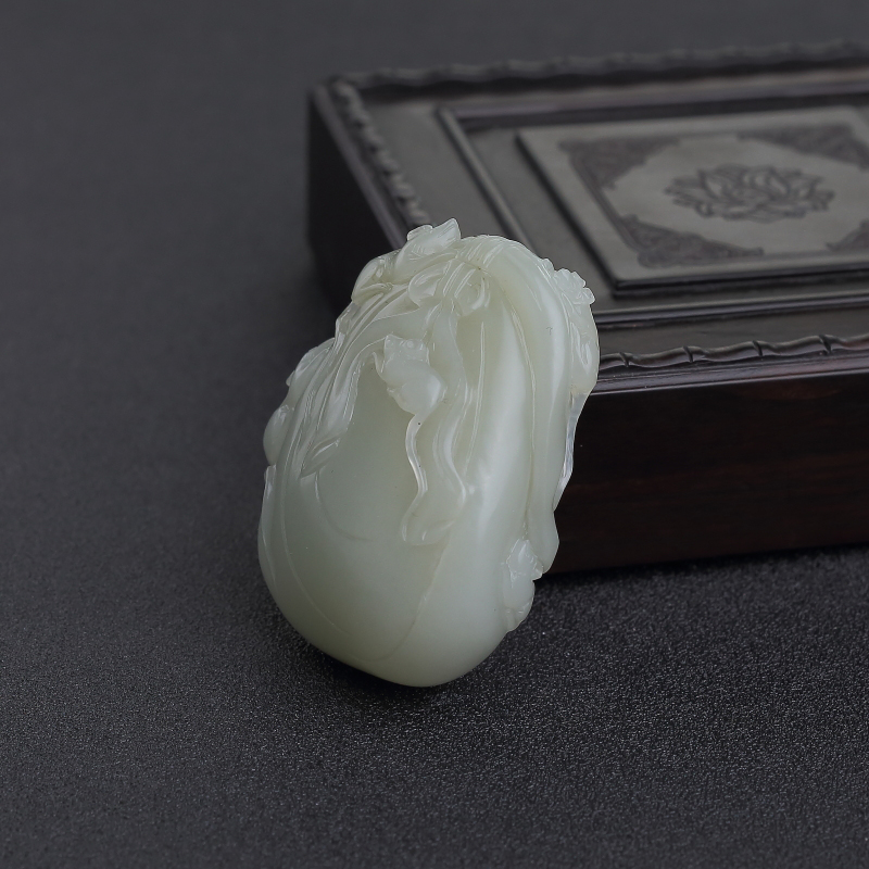 新疆籽料青白玉五鼠运财吊坠 - 红掌柜