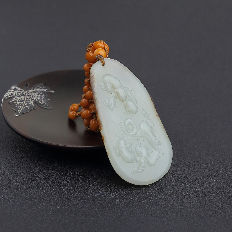 籽料青白玉童子吊坠 - 红掌柜