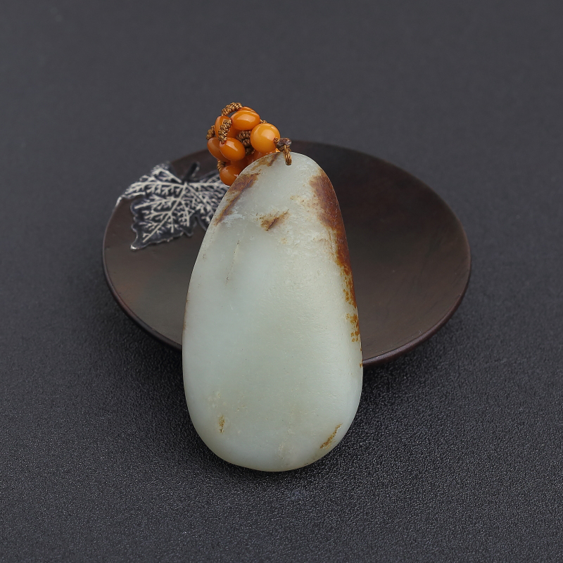 天然新疆籽料青白玉吊坠 - 红掌柜