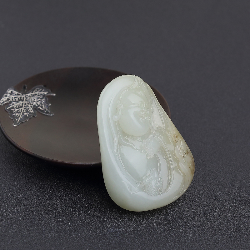 籽料青白玉戏蟾吊坠 - 红掌柜