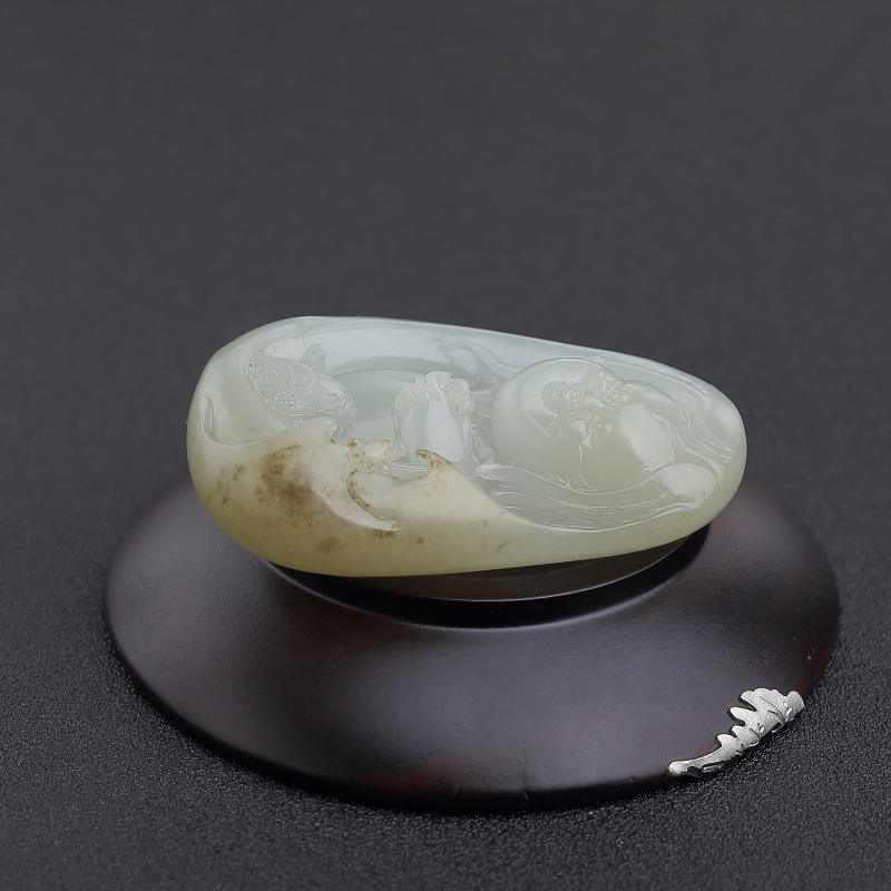 新疆天然籽料青白玉吊坠 - 红掌柜