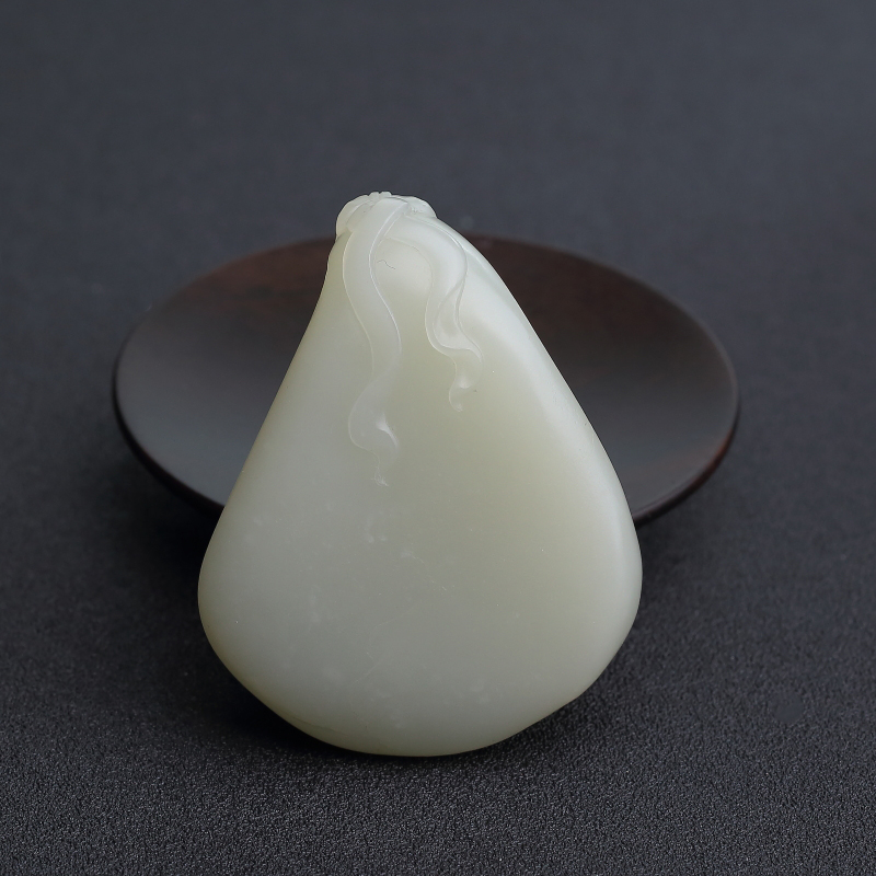 和田青白玉招财进宝手把件 - 红掌柜