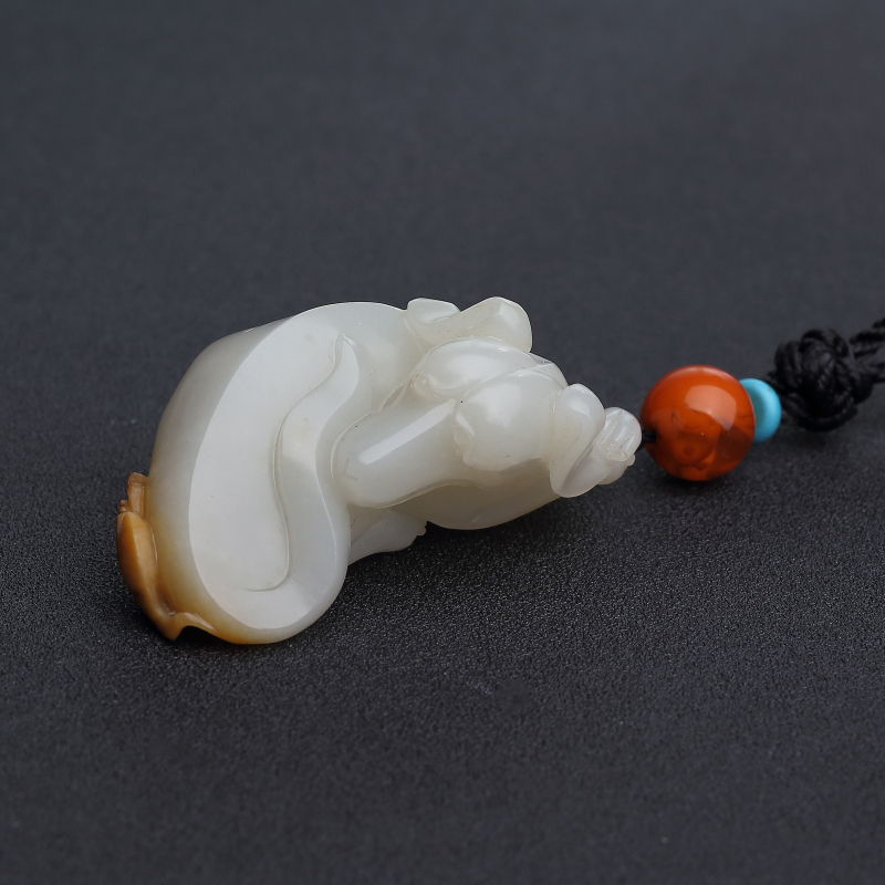 新疆籽料和田白玉狗手把件 - 红掌柜