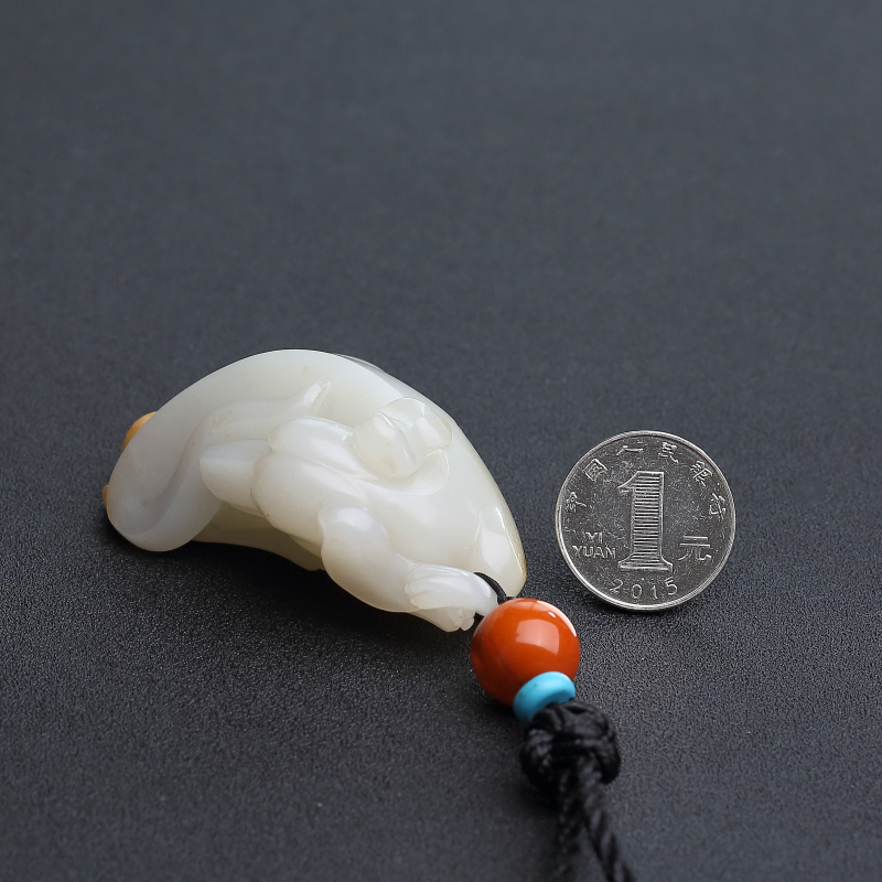 天然和田白玉狗手把件 - 红掌柜