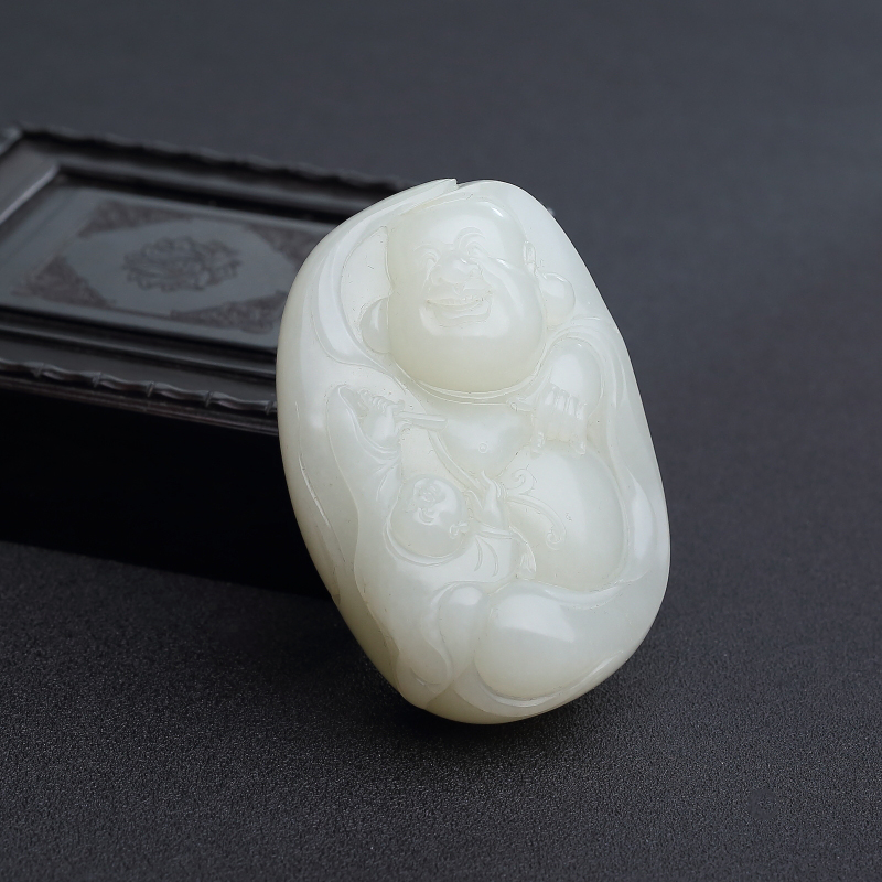 籽料和田白玉弥勒佛吊坠 - 红掌柜