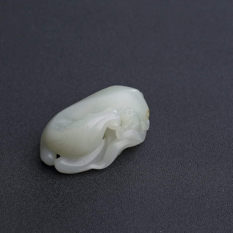 籽料和田青白玉马上封侯手把件 - 红掌柜