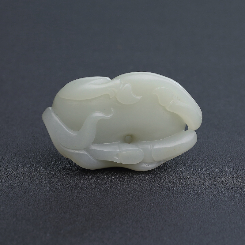 和田青白玉马上封侯手把件 - 红掌柜