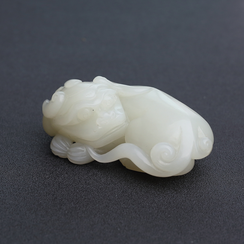 新疆籽料和田白玉貔貅手把件 - 红掌柜