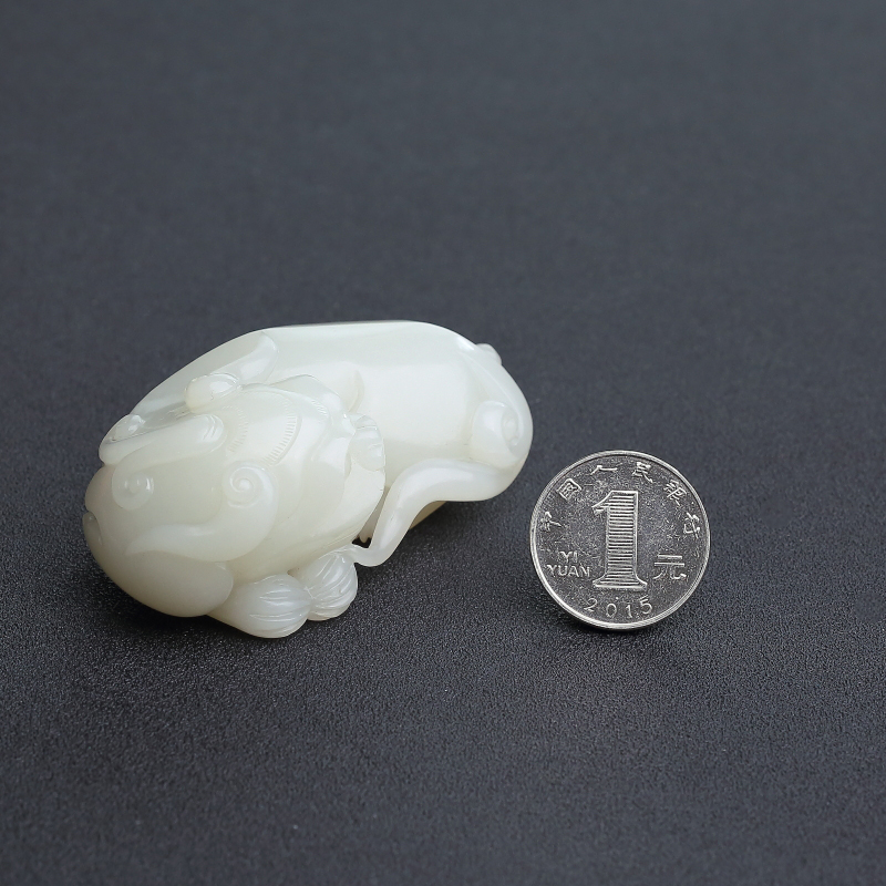 天然和田白玉貔貅手把件 - 红掌柜