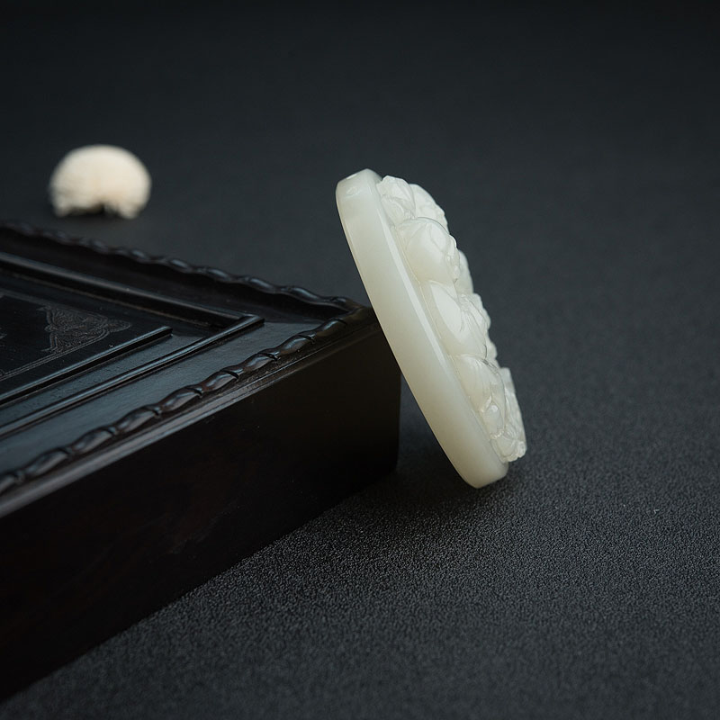 天然青白玉籽料和合二仙吊坠-红掌柜