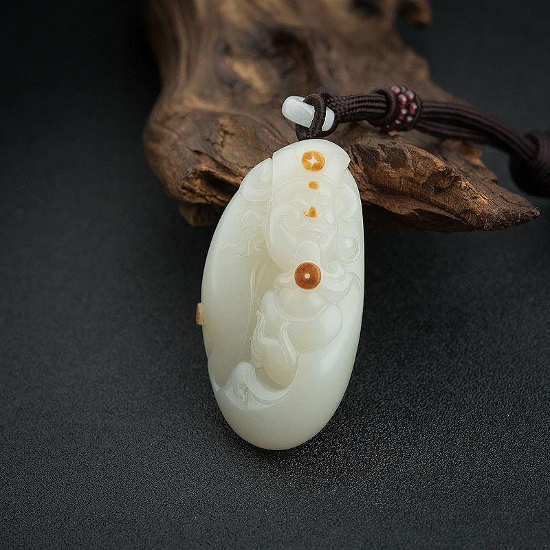 新疆和田白玉籽料财神吊坠-红掌柜