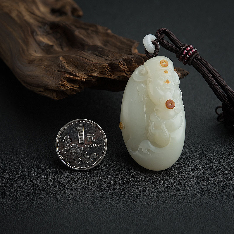 和田白玉财神吊坠-红掌柜