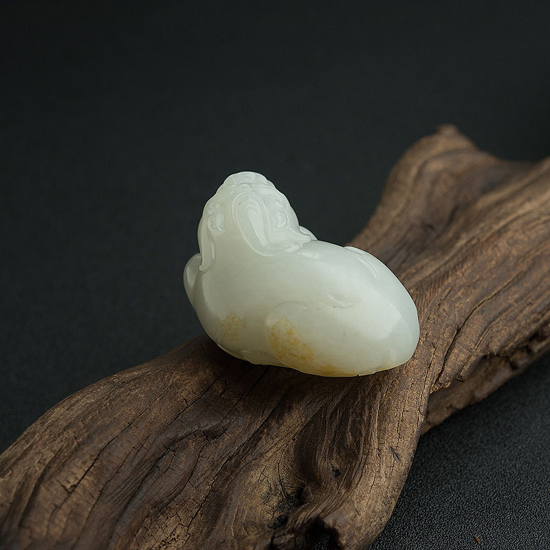 新疆和田白玉籽料貔貅吊坠-红掌柜